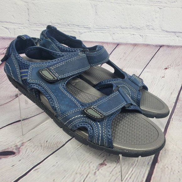 Lands End Men's Size 12 Blue Open Toe Adjustable Strap Sandals - Picture 2 of 8